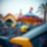 A vibrant amusement park filled with thrilling rides and attractions