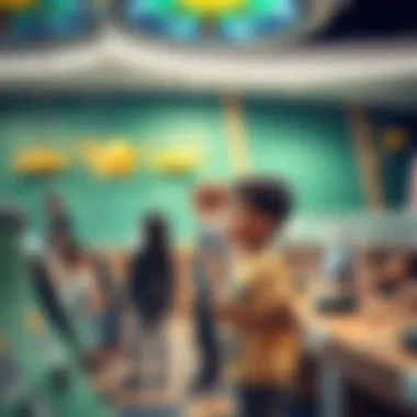 Children exploring interactive exhibits in an educational venue