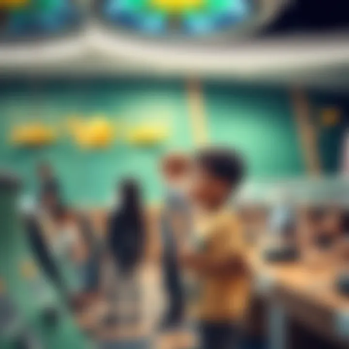 Children exploring interactive exhibits in an educational venue