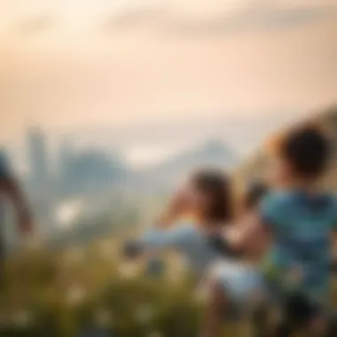 A family enjoying outdoor adventures in a scenic landscape