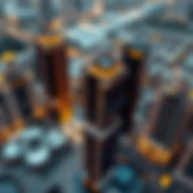 Aerial View of Dubai's Light Commercial Towers Aerial view of light commercial towers impacting urban landscape