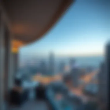 Panoramic view of Downtown Dubai from apartment balcony