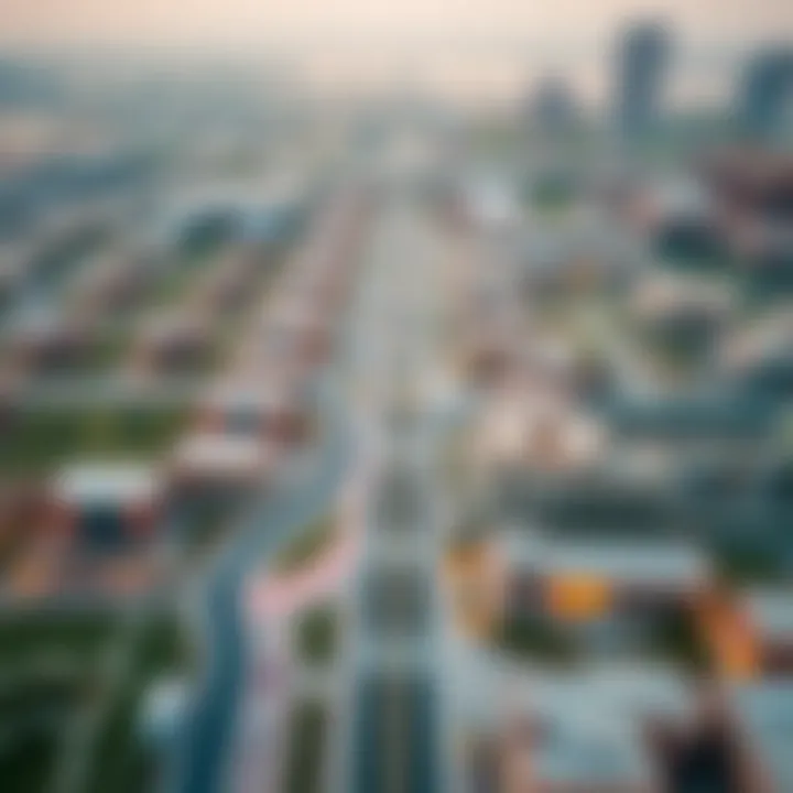 Aerial view of Nad Al Hammar showcasing its developing infrastructure