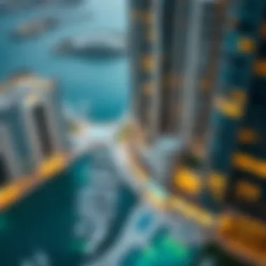 Aerial view of the No.9 Dubai Marina community