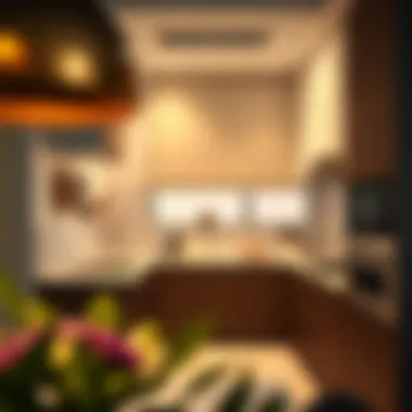 Modern kitchen equipped with high-end appliances in a one-bedroom apartment