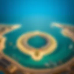 Aerial view of Palm Jumeirah showcasing its unique crescent shape