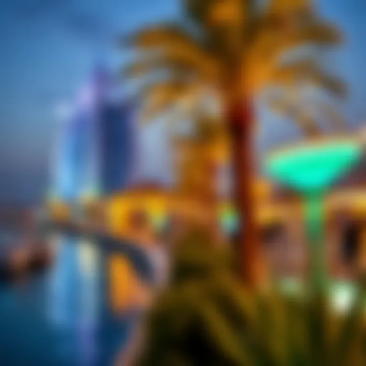 Vibrant Nightlife at Palm Jumeirah An evening view of the vibrant nightlife on Palm Jumeirah