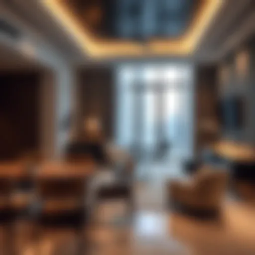 Modern room interior featuring stylish furnishings