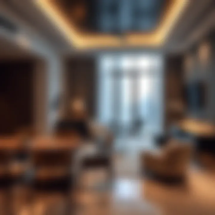 Modern room interior featuring stylish furnishings
