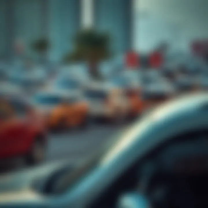 Diverse Vehicles in Dubai's Busy Parking Area A panoramic view of a busy parking area in Dubai showcasing diverse vehicles