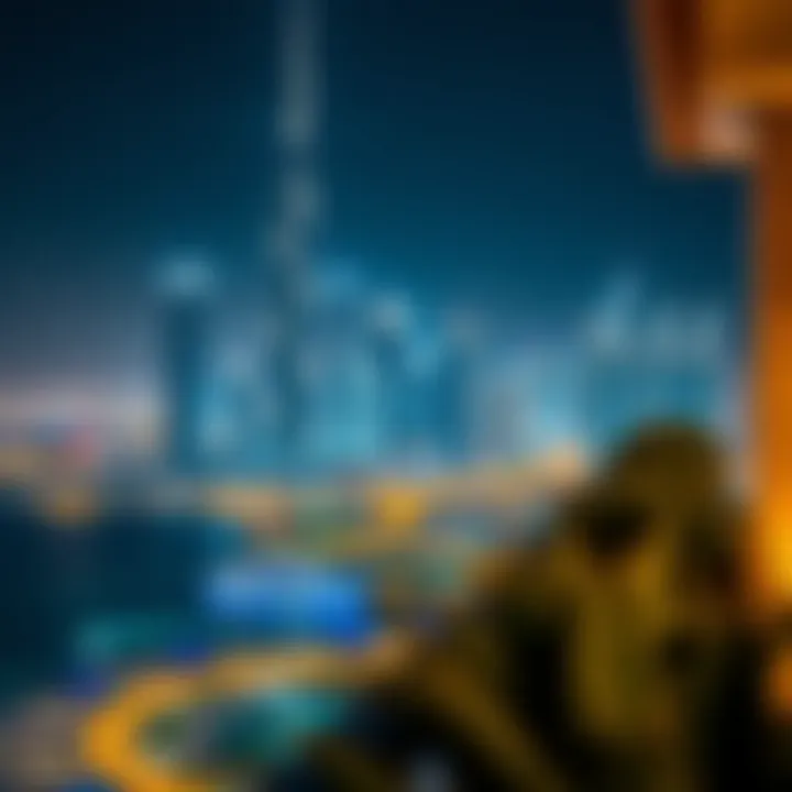 Nighttime view of Dubai's skyline from a sea view property