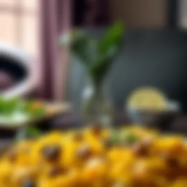 An exquisite plate of biryani garnished with aromatic spices