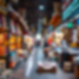 View of the vibrant stalls in Bur Dubai Souk Market showcasing traditional goods