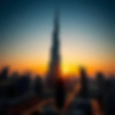 The Iconic Burj Khalifa Silhouette Stunning view of the Burj Khalifa at sunset