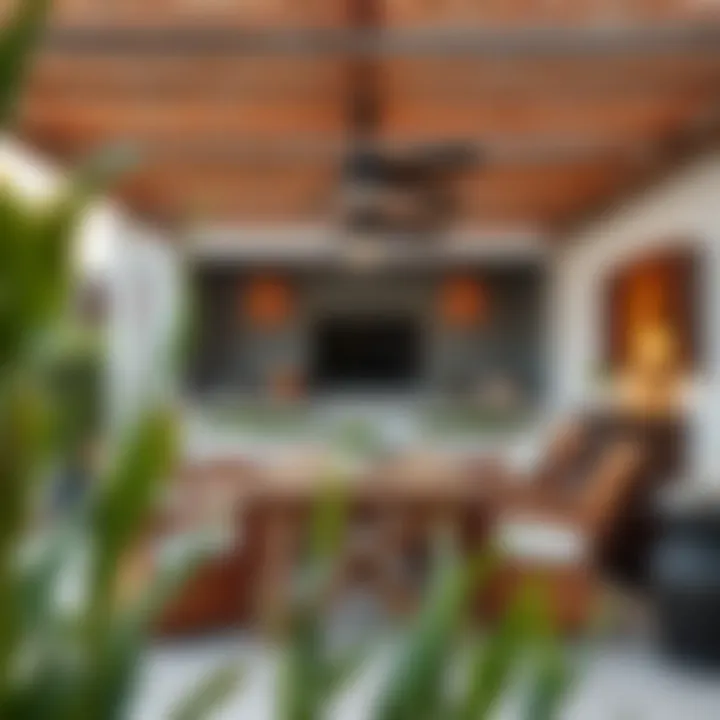 An inviting outdoor area of a farmhouse perfect for gatherings and relaxation