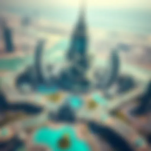 Aerial view of the Dubai Land Complex showcasing its architectural brilliance
