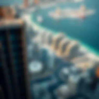 Architectural Diversity of Dubai Marina Aerial view of Dubai Marina highlighting architectural diversity