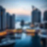 Panoramic view of Dubai Marina showcasing luxurious waterfront properties