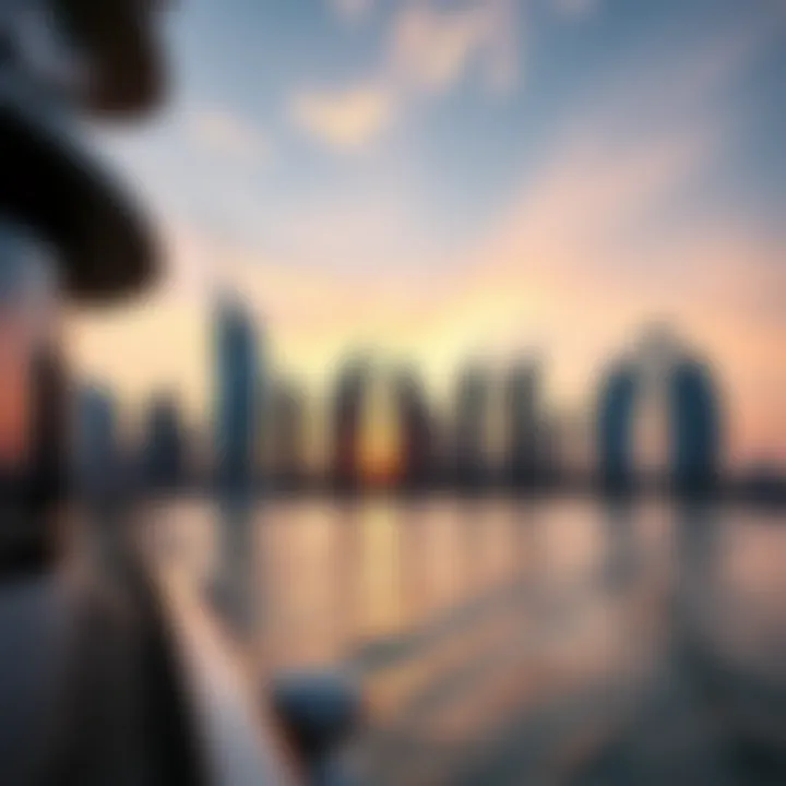 Stunning Sunset Over Dubai Marina Sunset view over Dubai Marina reflecting on water
