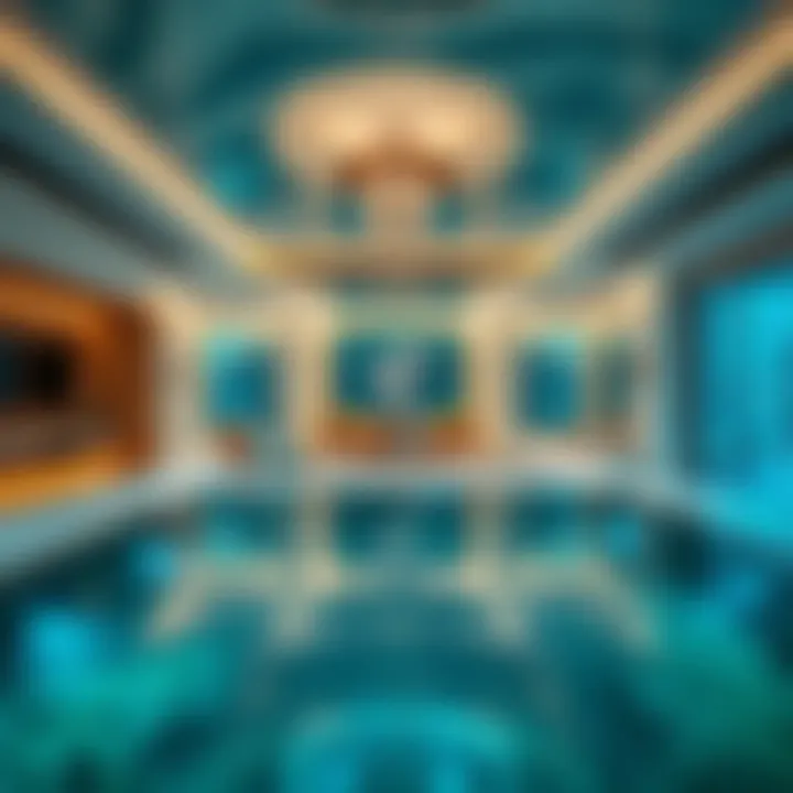 Luxurious Interior of a Floating Seahorse Villa Interior of a Floating Seahorse villa highlighting luxury amenities and underwater rooms