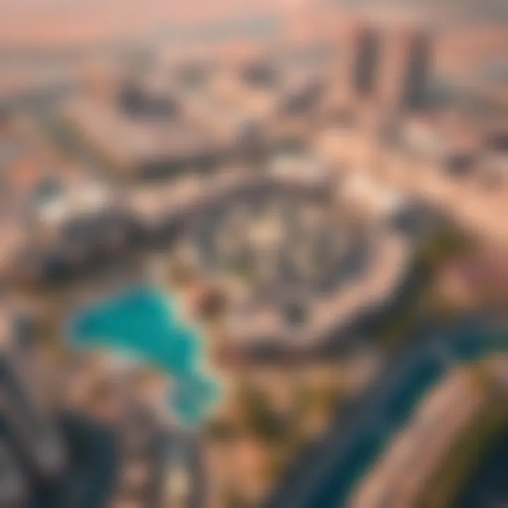 Aerial view of The Oasis highlighting its strategic location in Dubai