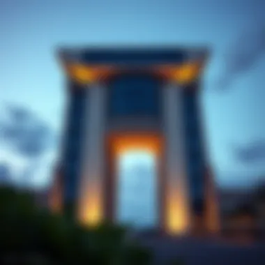 Modern city gate tower blending innovation with tradition