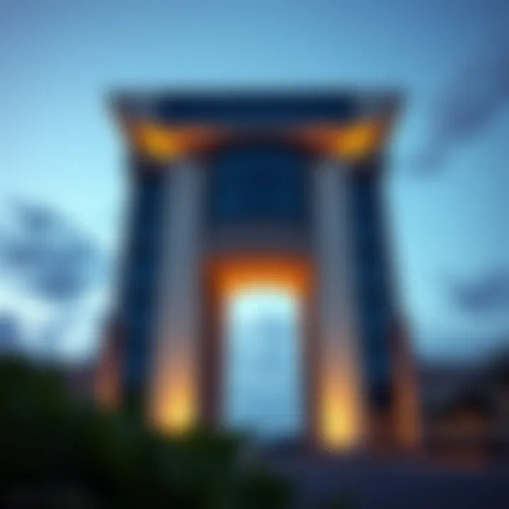 Modern city gate tower blending innovation with tradition