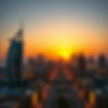 Overview of Abu Dhabi Skyline at Sunset Overview of Abu Dhabi skyline at sunset