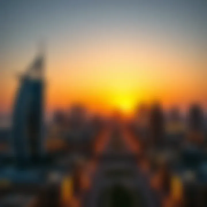 Overview of Abu Dhabi Skyline at Sunset Overview of Abu Dhabi skyline at sunset