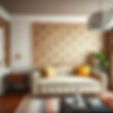 Elegant interior showcasing a beautifully decorated wall with trendy wallpaper