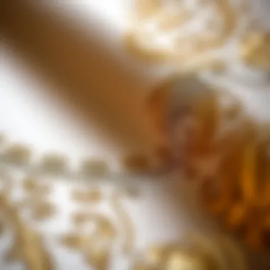 Close-up of luxurious wallpaper material highlighting intricate designs