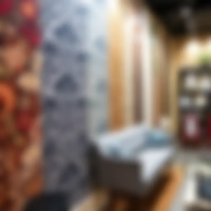 A vibrant display in Dragon Mart illustrating various wallpaper styles