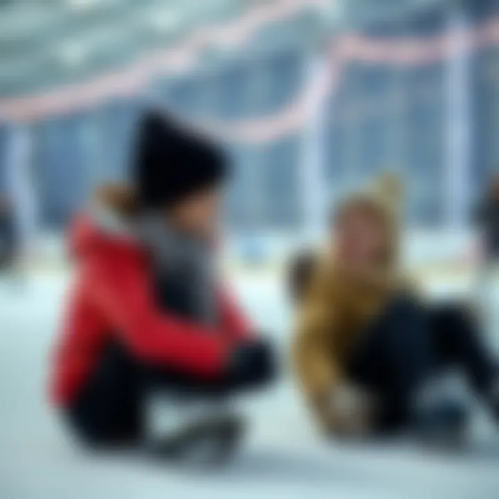 A family enjoying ice skating at Dubai's indoor rink