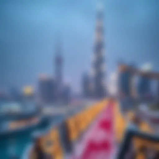 A breathtaking view of Dubai's skyline adorned with winter decorations