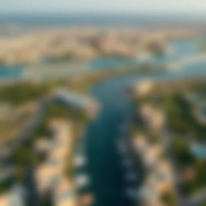 Aerial View of Yas Waters Edge Aerial view of Yas Waters Edge showcasing waterfront properties and lush landscapes
