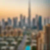 Luxury Residential Skyline A stunning skyline view of Dubai's luxury residential area