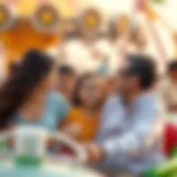 A vibrant family enjoying a day at a theme park in Dubai