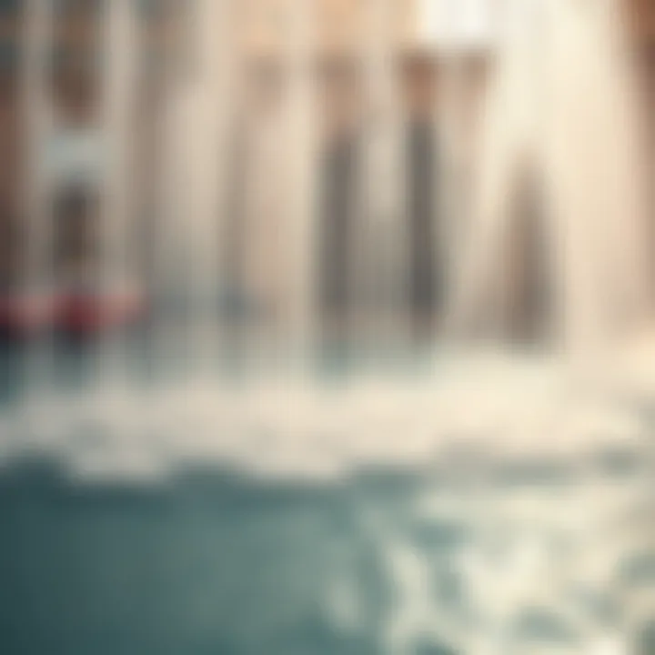 Choreographed Elegance of Fountain Jets Close-up of fountain jets synchronized with music