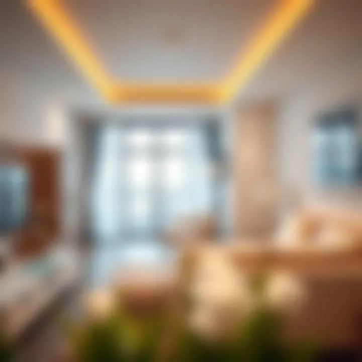 Stylish furnished studio interior showcasing modern design