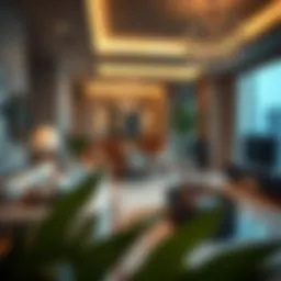 Luxurious interior of a hotel apartment in Dubai