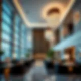 Luxurious lobby of Harbour Marriott Hotel Dubai