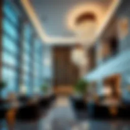 Luxurious lobby of Harbour Marriott Hotel Dubai