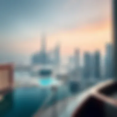 Stunning Dubai Skyline from the Harbour Marriott Panoramic view of Dubai skyline from the hotel