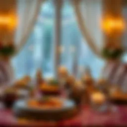 An elegant table set for iftar with traditional delicacies.