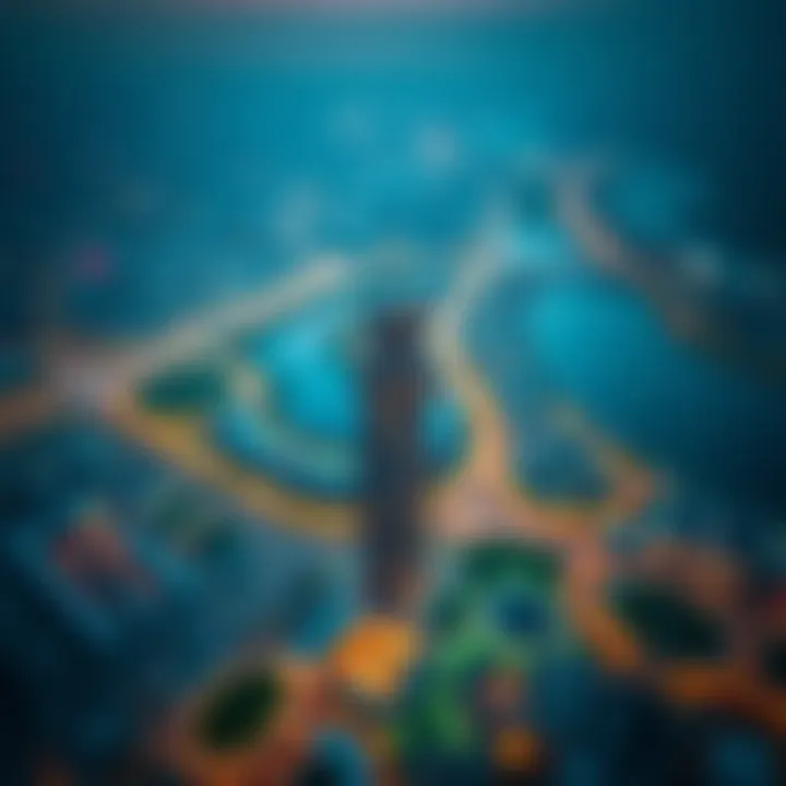 Aerial Perspective of JLT with HDS Tower Aerial view of Jumeirah Lake Towers highlighting HDS Tower's location