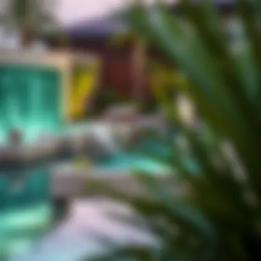 Artfully designed pool area integrated into a landscaped environment