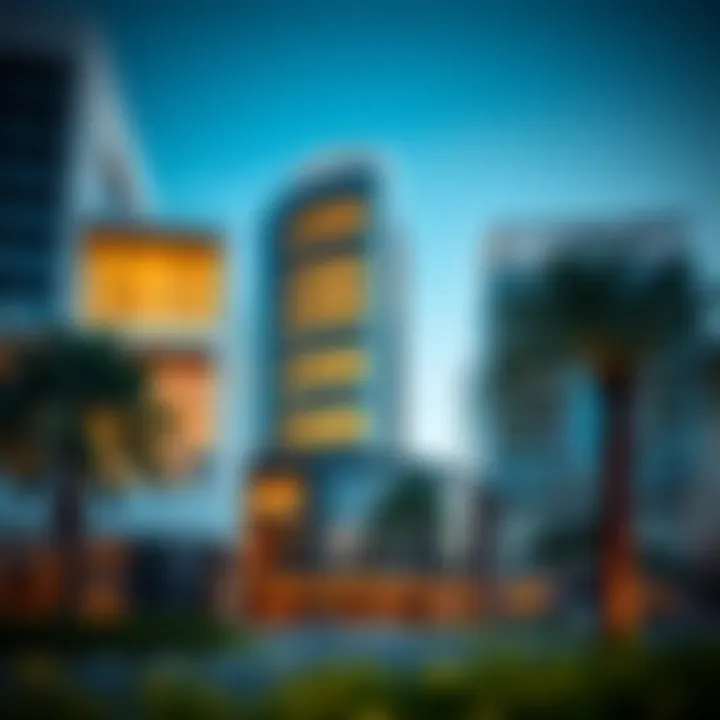 Contemporary Commercial Property in Dubai Modern commercial real estate building in Dubai