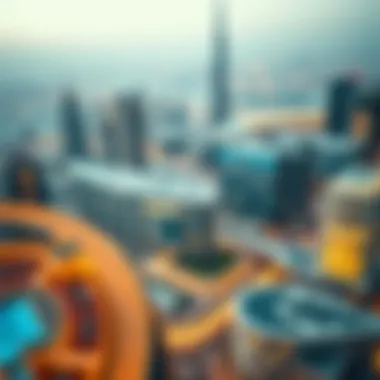 Aerial view of Dubai's skyline with featured properties
