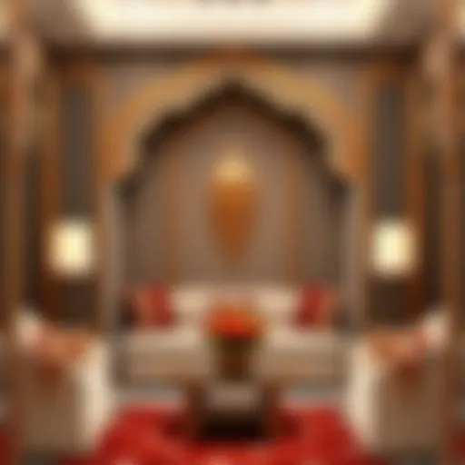 Elegant Majlis seating arrangement featuring traditional cushions and intricate patterns