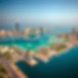 Aerial view of Marasi Bay showcasing its waterfront and skyline